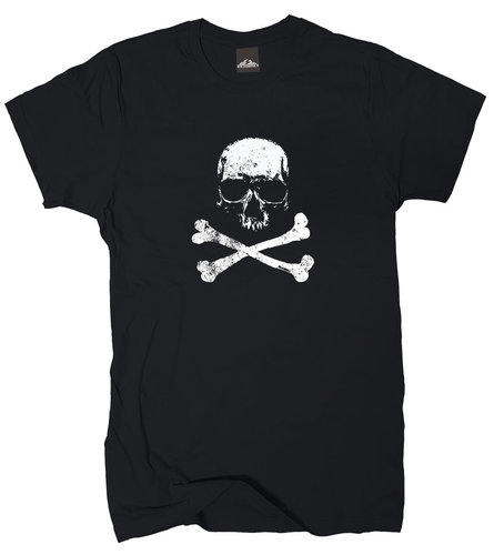 T-Shirt Totenkopf Crossbones vers. Farben Gr.S bis XXXXXL
